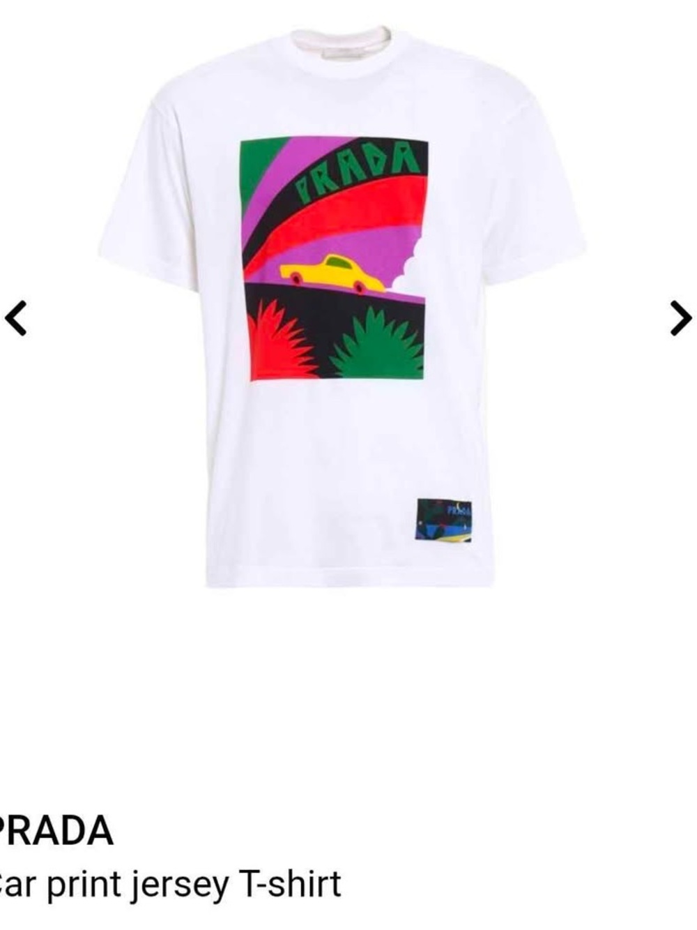 Prada White Tee with Multicolor Car Graphic